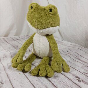 JellyCat Finnegan Frog Green White Plush Stuffed Animal 7" Sitting